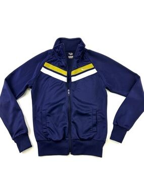 Nike The Athletic Dept navy zip front chevron track jacket Womens Small Fall2013